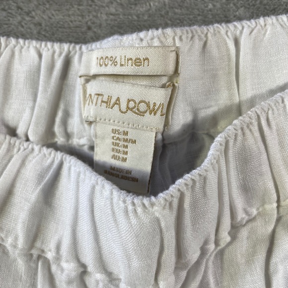 Cynthia Rowley Pants Womens Medium White Linen Wide Leg Elastic Waist Casual - Picture 2 of 9